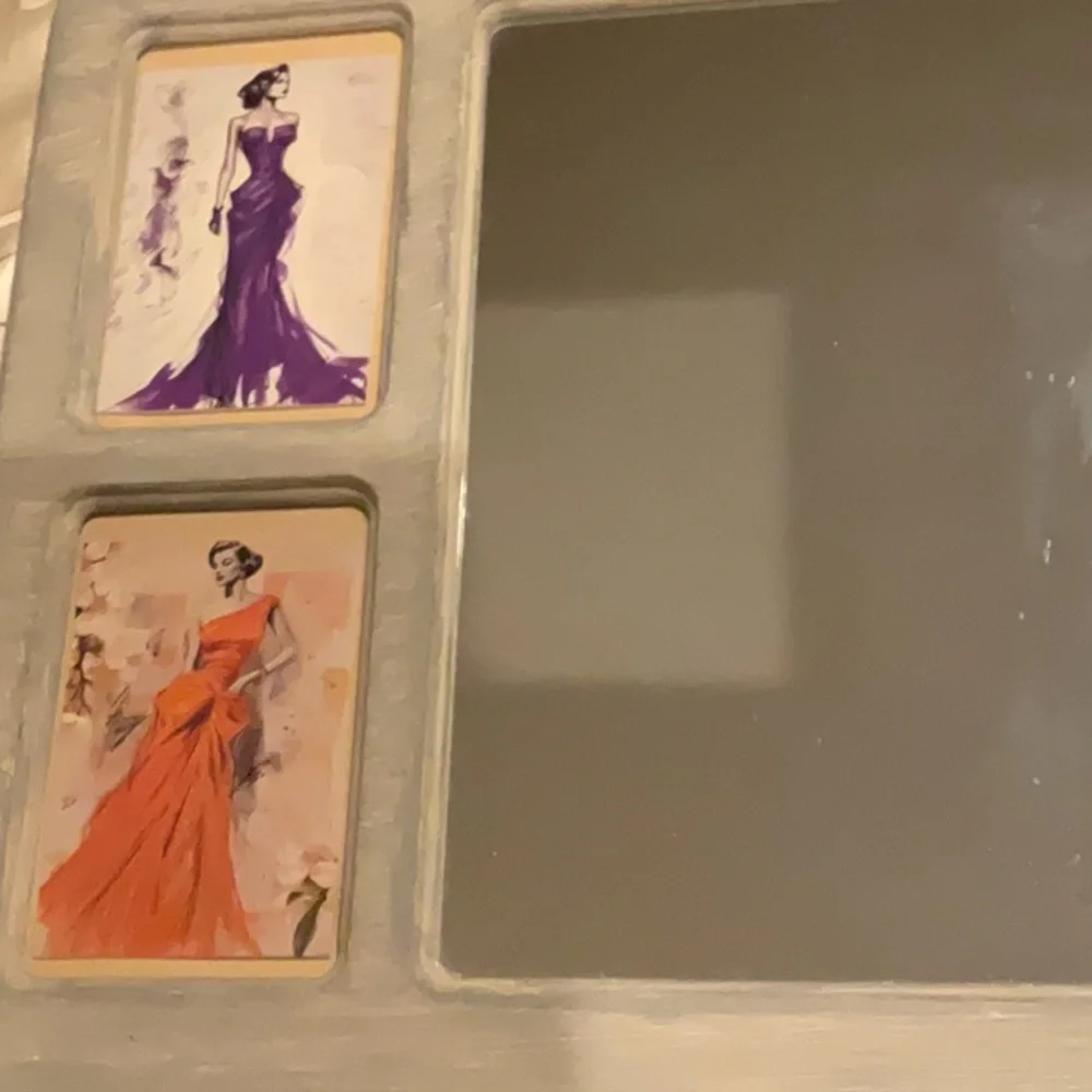 VINTAGE DISPLAY MIRROR WITH 1950’s BALL GOWN DRESSES. VANITY MIRROR.